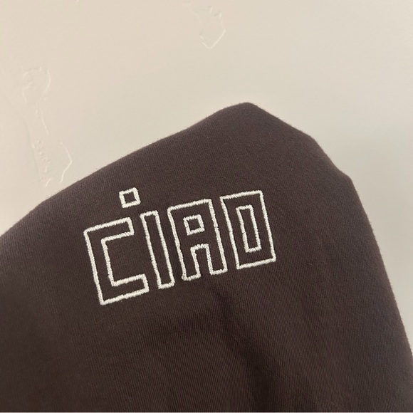 anthropologie | clare v. ciao sweatshirt in cocoa brown with cream ↷ - Picture 11 of 16